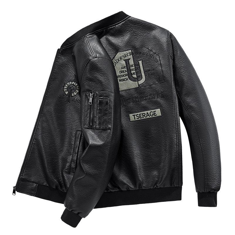 New Men's Leather Jacket, New Versatile Youth Handsome Leather Jacket, Korean Style Slim Motorcycle Jacket, Large Size Leather