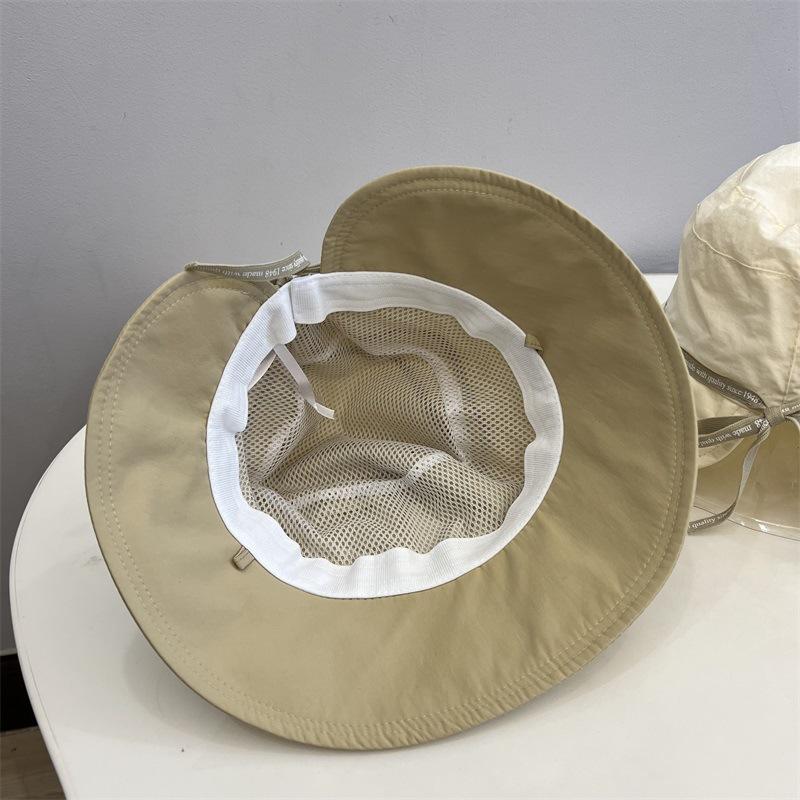 Korean Style Nylon Quick Dry Split Bucket Hat Women Spring Summer Literary Fresh UV Protection Travel Sun Cap