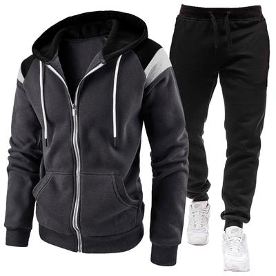 Men's Color Block Fashion Casual Sports Hoodie Sweatshirt Set