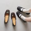 2025 Spring Square Head Thick Heel Shallow Mouth One-word Buckle High Heels Retro Simple and Comfortable Versatile Mary Jane Single Shoes