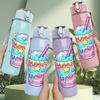 1PC Pastel Color Bubble Drink Print 750ml Color Plastic Sports Water Bottle Leakproof Flip Straw Lid Suitable for Sports Office Home Use