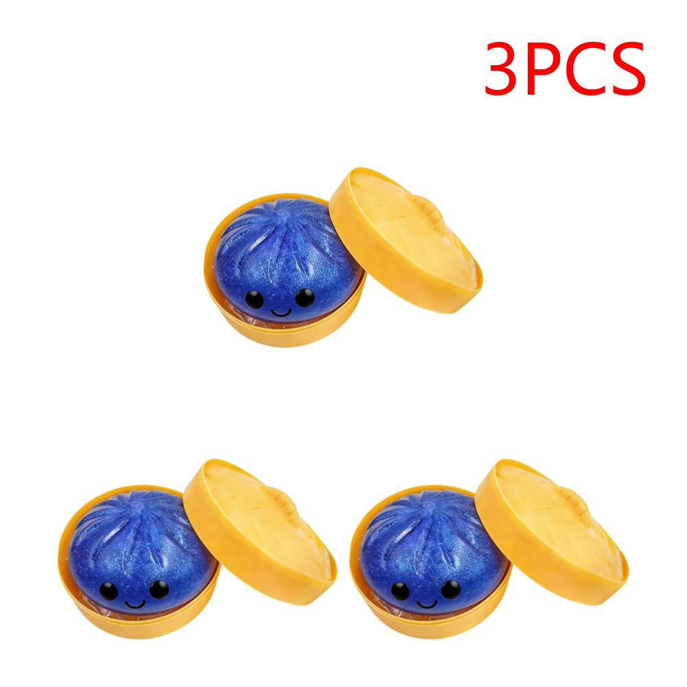 Glitter Bun with Food Steamer Stretchy Desk Toys Squeeze Dough Ball Soft Dumpling Bun Simulation Fidget Toy for Kids Adults