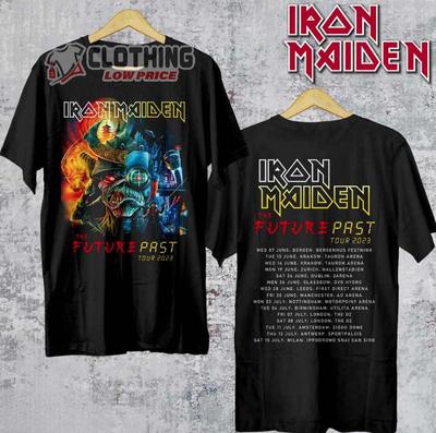 „Iron Maiden“ turo datų 2023 m. marškinėliai „The Future Past Tour 2023 Setlist“ marškinėliai