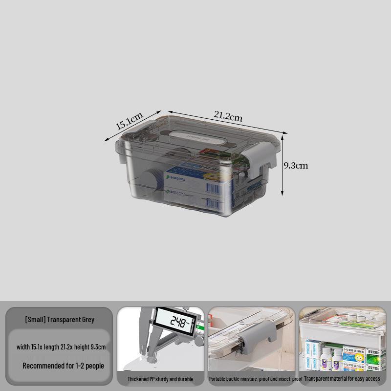 Compact Multi-layer Transparent Medicine Organizer with Large Capacity