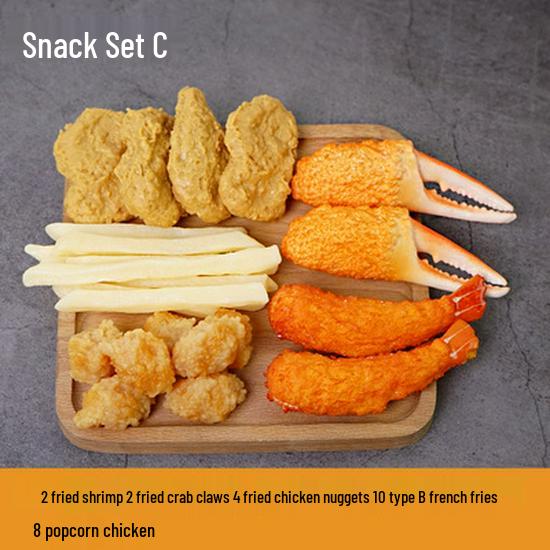 Fried Chicken and Snacks Fake Food Model: KFC-Style Props Set with Hamburger, French Fries, and Orleans Chicken Leg