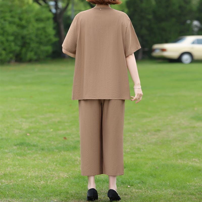Women's Plus Size 2-Piece Casual Set, Short Sleeve Top & Elastic Waist Pants (3XL-7XL)