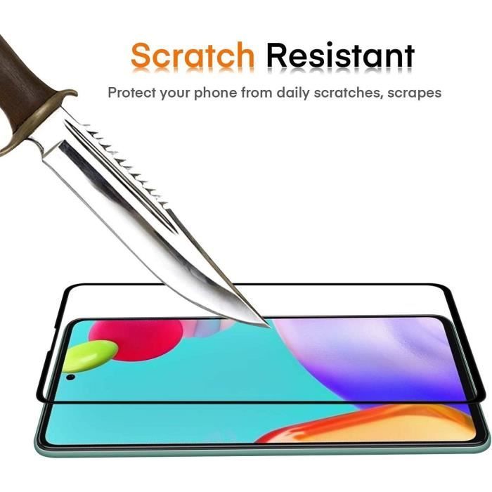 Pack 4 Tempered Glass For Samsung A52S (6.5 ") Black Glass Protector Hardness Anti-Scratch Anti-Oil Resistant