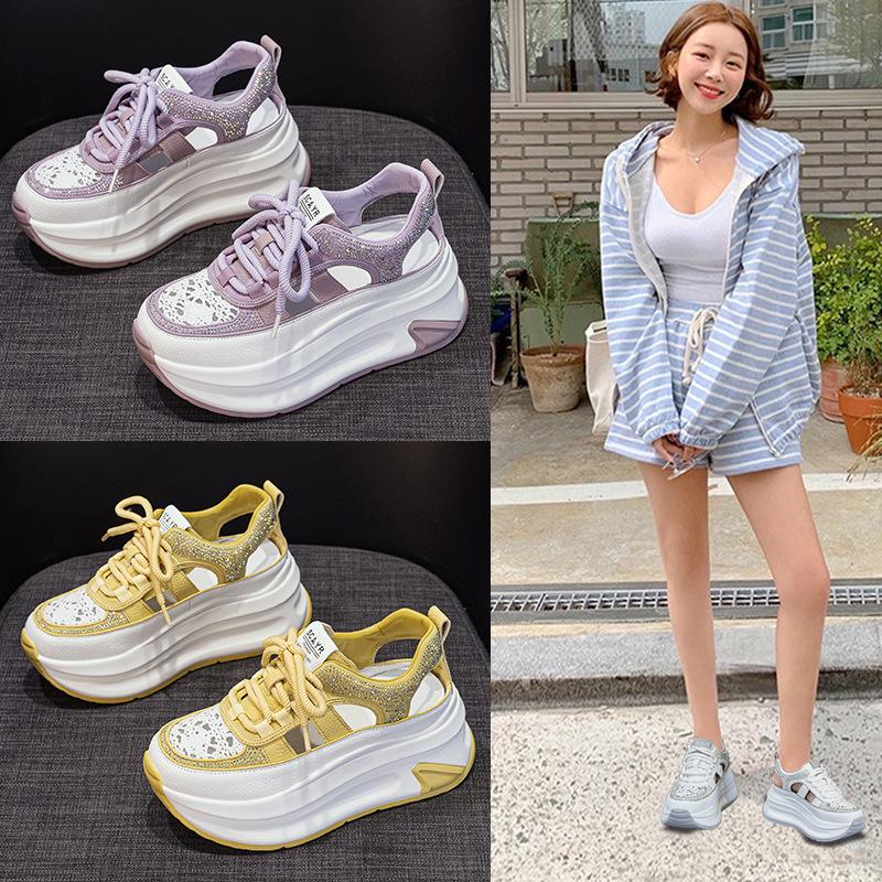 Roman sandals women's 2025 new hollow breathable thick sole inner height increase design sense niche casual fashion dad shoes