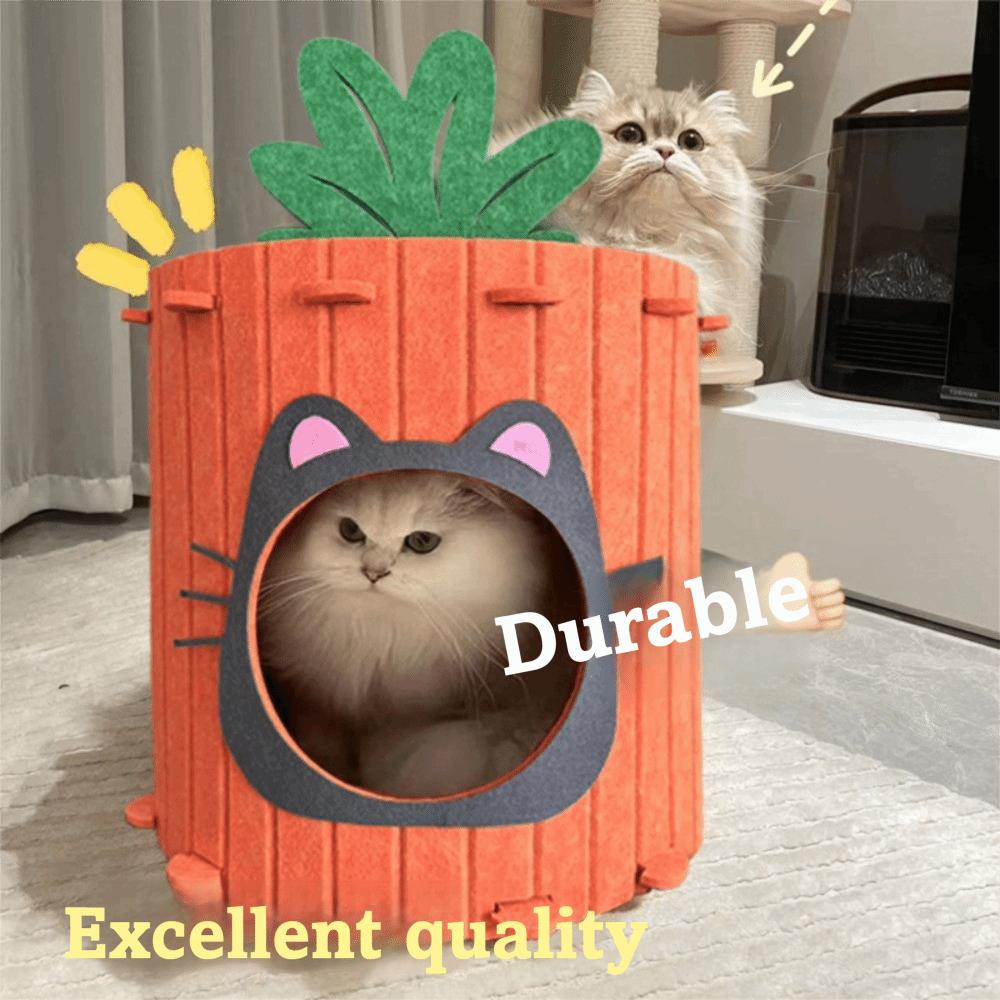 Unique Tree Hole Carrot Cat Home Soft Cute Design Cat Scratching Board Half Enclosed Durable Cat Castle House Pet Feel Secure