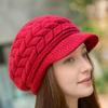 Thicken Warm Women Beret Cap Winter Thicken Knit Hat Elegant Striper Knitted Cap  Women Girls