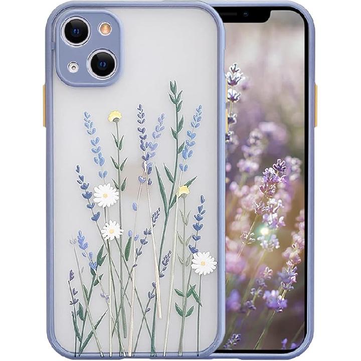 Ownest Compatible for iPhone 14 Case for Clear Frosted PC Back 3D Floral Girls Woman and Soft TPU Bumper Protective Silicone Slim Shockproof Case for