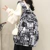 High-value Graffiti Schoolbag Male Korean Version Student Junior High School High School Student Backpack Male Campus Large-capacity Backpack Female