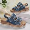 Pantoufles en jean mode Chaussures femme Antidérapantes Confortables Pantoufles d'été Claquettes Chaussures décontractées d'extérieur Plage Sandales pour femme Talons hauts