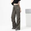 Design-sensual Wide-leg Work Pants Casual Pants for Women In Summer Straight Loose Ice Silk Quick-drying Casual Paratrooper Pants