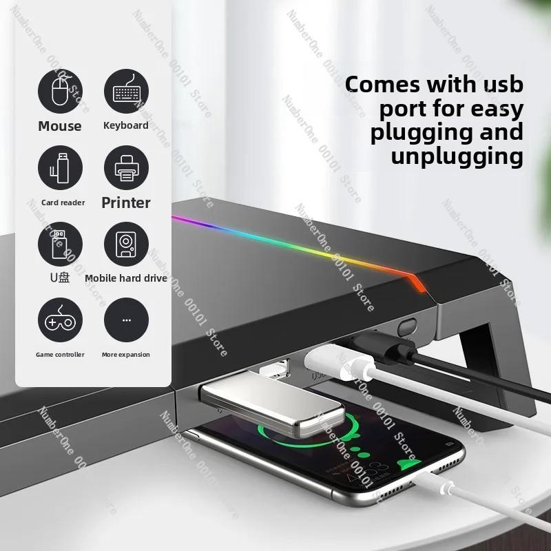 Computer Monitor Stand Riser Adjustable Folding Desktop Bracket Storage Base Multi Functional Organizer for Home Office Use