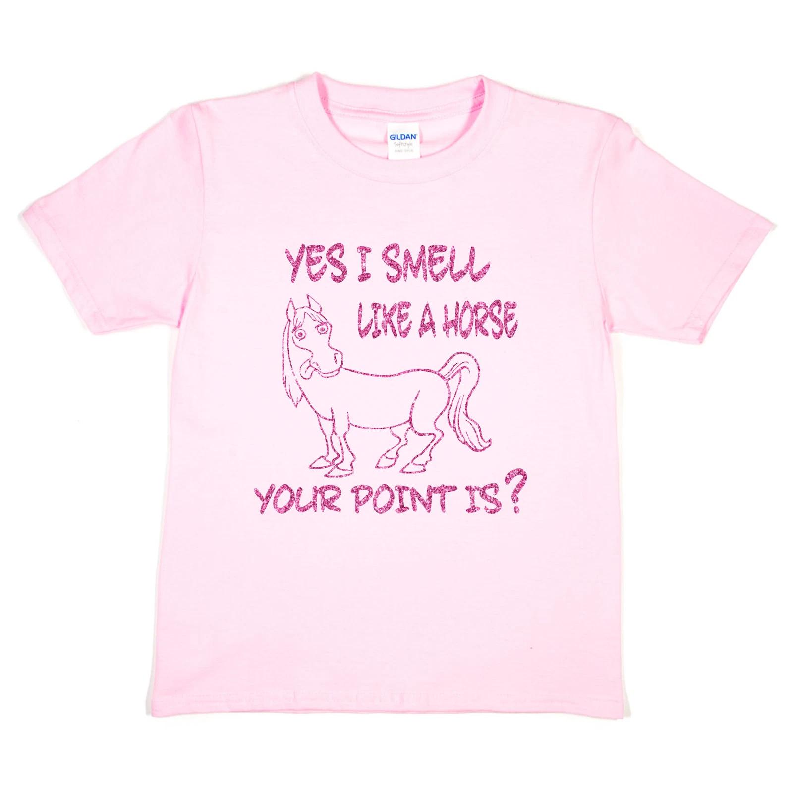 Yes I smell Like A Horse Horse Riding Birthday Funny Girls Kids T shirt S