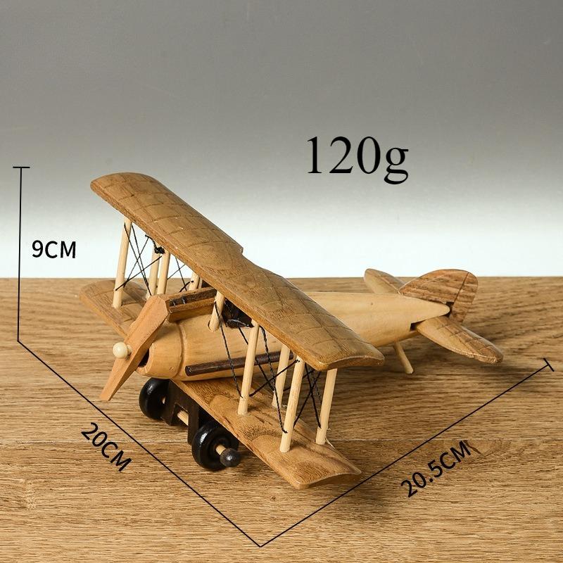 Modellino di Aereo Retro in Legno Fatto a Mano Vintage Decorazione da Scrivania Creativa Ornamenti Artigianali in Legno Unici per Interni Casa Ufficio