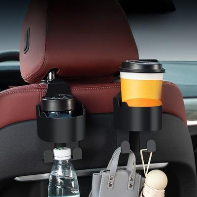Car Seat Back Cup Holder with Hooks,Multifunctional Auto Headrest Mount Drink Holder,Universal Car Storage Hanger for Bottle
