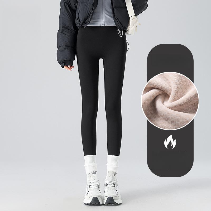 Snowflake Velvet Thickened Seamless Shark Pants for Women, High Waist Tummy Control Slimming Leggings, Autumn Winter Warm Skinny Pants