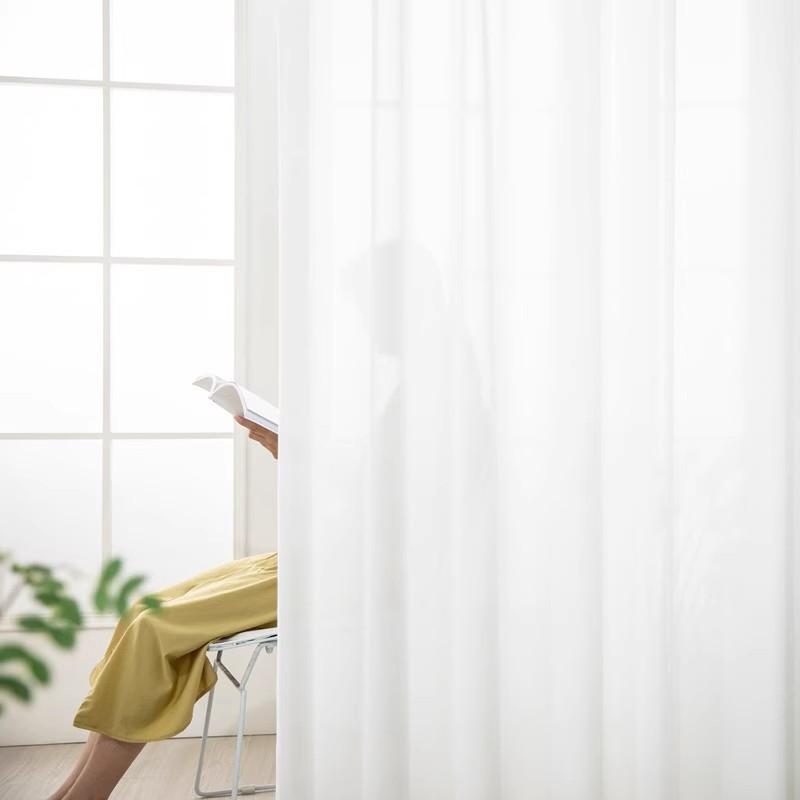 1 шт.   Светлая роскошь Белая прозрачная штора-гардина: Прозрачная приватность, скандинавский стиль, защита от солнца и теплоизоляция 150x250cm&Hook
