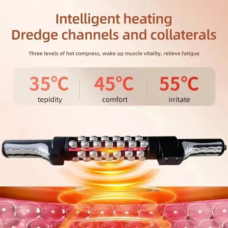 Relaxed Red Light Heated Massage Device 360 Rotating Inner Ball Muscle Relaxation Massage Roller For Whole Body Anti Cellulite