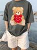 Cartoon Bear Gives You His Heart Prints TShirts Womens Summer Cotton Tops ONeck Soft Loose Short Sleeve Tees Casual Clothes