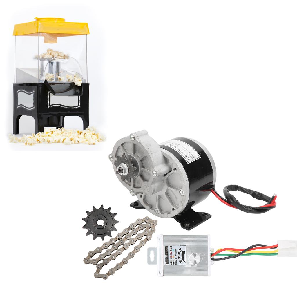 12V 250W DC Eletrical Motor Speed Controller Chain Wheel Gear Popcorn Machine Conversion Kit