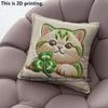 StPatrickS Day Lucky Cat Throw Pillow Covers Pattern Cushion Cover Suitable For Sofa Bedroom Car Pillow Cover