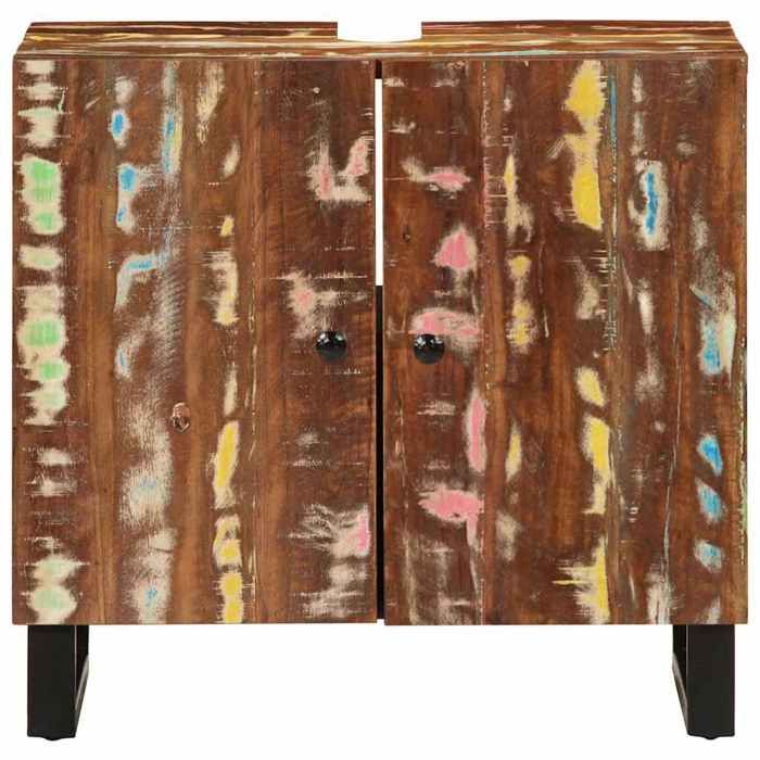 VidaXL Meuble d'Évier, Armoire de Lavabo avec 2 Compartiments et Pieds, Meuble sous Lavabo avec Rangement Salle de Bain, 351988