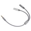 Hodetelefonforlengelseskabel 4-polet Gullbelagt Hann til To Hunn Hodetelefon Y-kabel for Bærbar PC Telefon Datamaskin