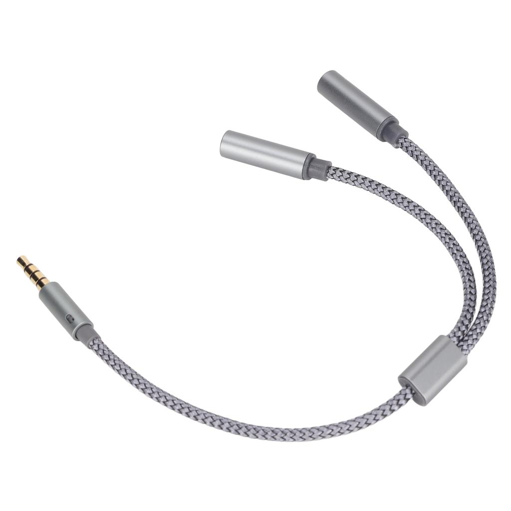 Hodetelefonforlengelseskabel 4-polet Gullbelagt Hann til To Hunn Hodetelefon Y-kabel for Bærbar PC Telefon Datamaskin
