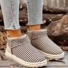Winter new warm plaid round head snow boots women's velvet short cotton shoes women