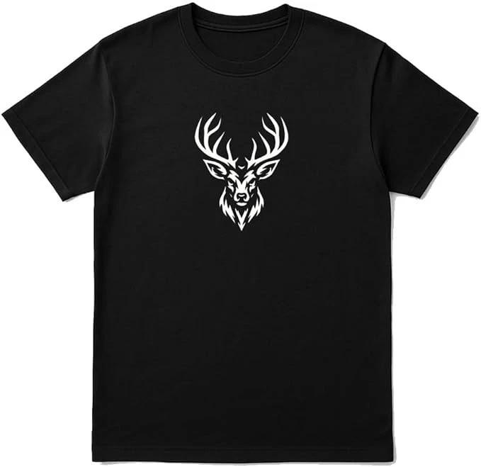 Tribal Deer Head T-Shirt – Black Graphic Tee for Men & Women XXXXL