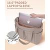 Women's Lightweight Quilted Tote Bag with Compartments, Large Capacity 15.6 Inch Laptop Shoulder Bag for Work, Nurse, Teacher, Travel & Gym
