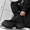 Fashion Men Boot Motorcycle Boots High Top Leather Botas Khaki Lace-Up Casual Height Increase Work Board Shoes Platform Non-slip Sneaker