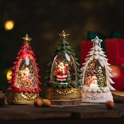 Desktop Christmas Ornament with LED Light Battery Powered Christmas Tree Theme Table Ornament Home Decoration Gift