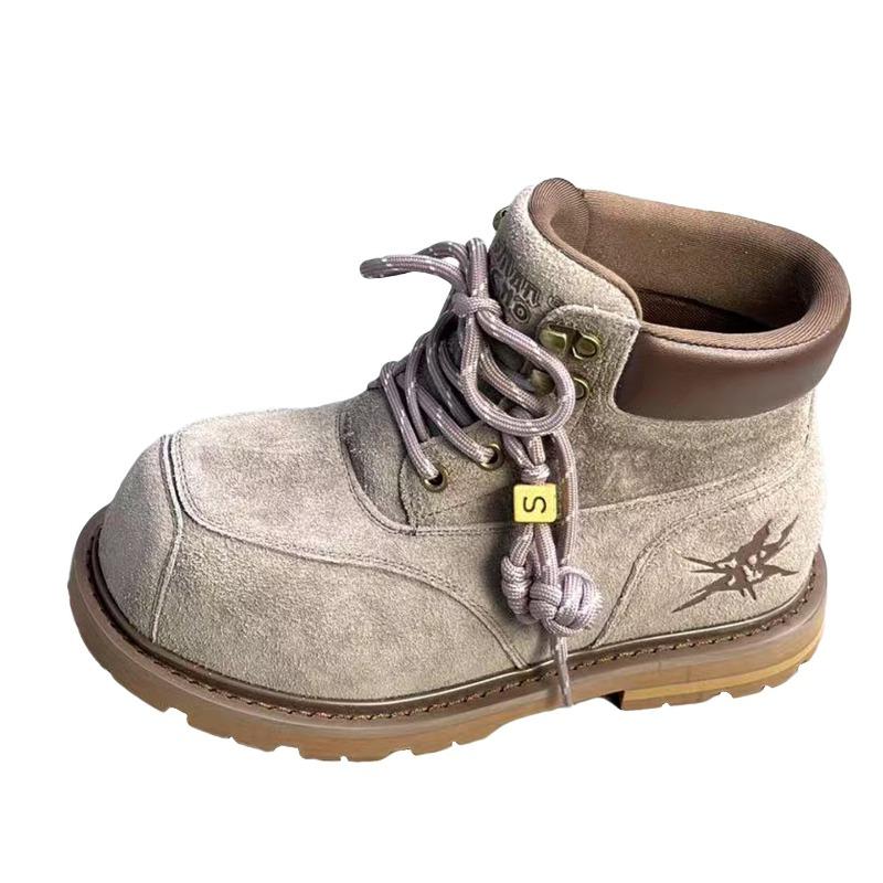 Tooling Short Boots Women's Autumn New Thick-soled Lace-up Martin Boots Versatile Big Yellow Boots