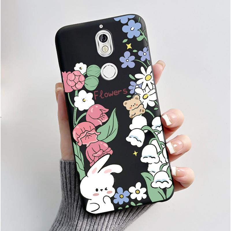 Case For Nokia 7 Phone Casing For Nokia 7 Plus Back Cover Trendy Soft Silicone Shockproof Black Case Milk Tea Rabbit Pattern