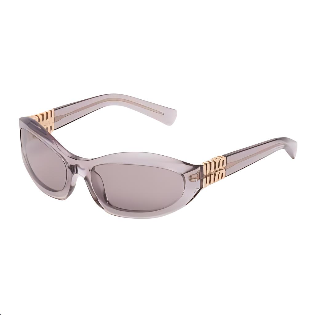 Miu Miu Logo Detail Irregular Shape Sunglasses Women sunglasses Transparent Purple Red SMU14ZE12WFE20IC059