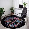 1pc Neon Skull Floral Design Chair Carpet for Office, Round Non Slip Durable Large Size Office Carpet, Suitable for Office