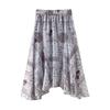 Women's Bohemian Floral Lyocell Linen A-Line Midi Skirt