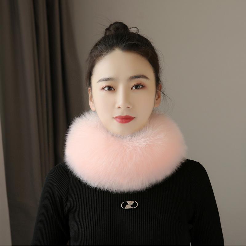

Корейский шарф из искусственного меха лисы: Стиль Шанхелиан, толстый теплый воротник для женщин, осень/зима null розовый