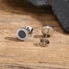 Vnox Black Small Round Acrylic Mens Boys Stud Earrings, Anti Allergy Stainless Steel Piercing Earrings Women Simple Tiny Brincos
