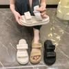 Muffin thick-soled cool slippers women's summer wear 2025 new Velcro beach sandals fashion and high-end one-word drag