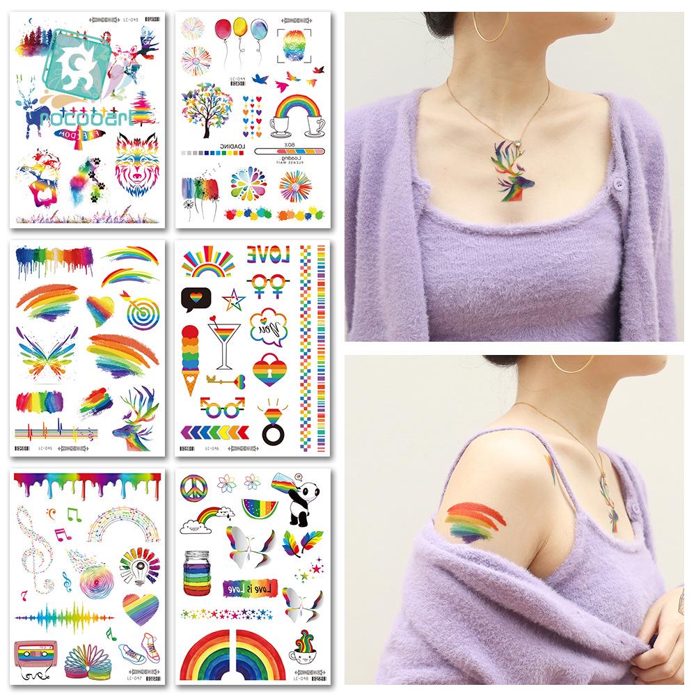 Proud Day Waterproof Rainbow Sports & Camouflage Tattoo Stickers for Arm and Face