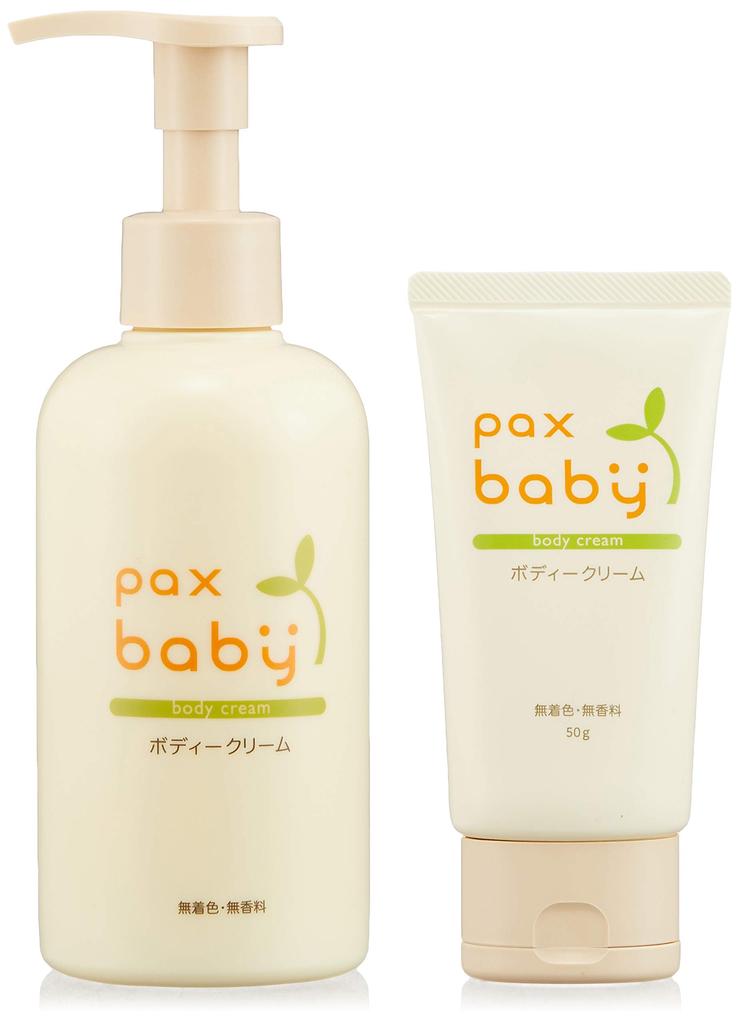 Pax Baby Body Cream Tube 50g Pump 180g Set Moisturizing Newborn Naturally Originated by Taiyo Oils + Additive-free Fragrance-free 100%
