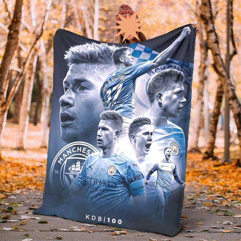 Kevin De Bruyne Flannel Blanket Soft Warm All-Season Throw, Design for Camping, Car Travel, Hiking Sofa, Bed, Office Perfect Gift for Parties
