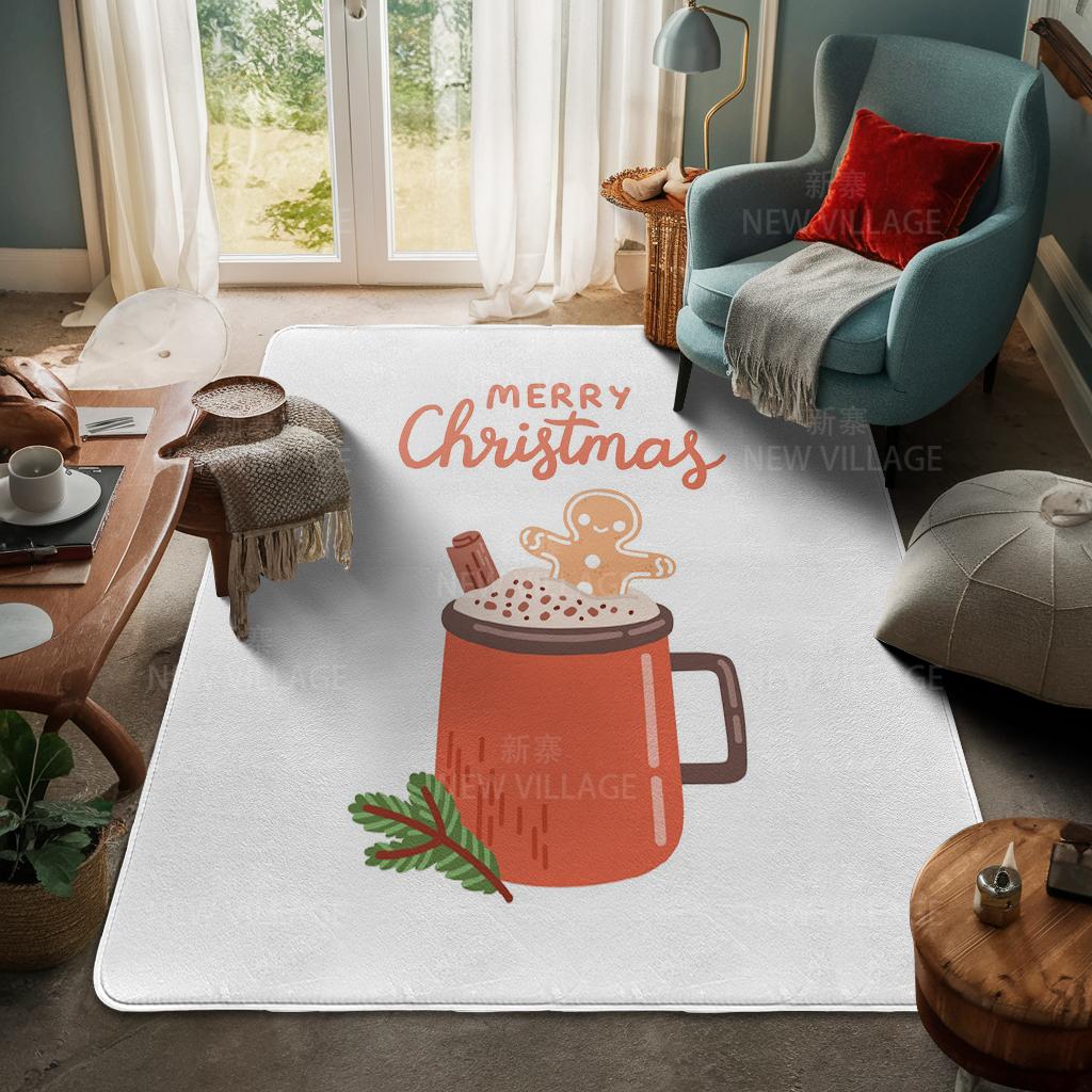 House Entrance Carpet Home Door Mat Living Room Bath Foot Bathroom Non-slip Water Absorption Rugs Bath Merry Christmas Winter