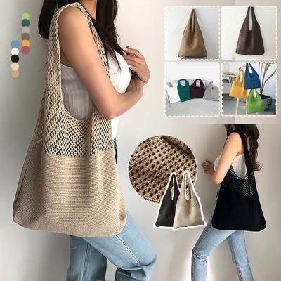 Casual Rattan Women Handbags Summer Beach Straw Bags Wicker Woven Female Large Capacity Lady Buckets Bag Travel Purse Woven Shoulder Bag Women