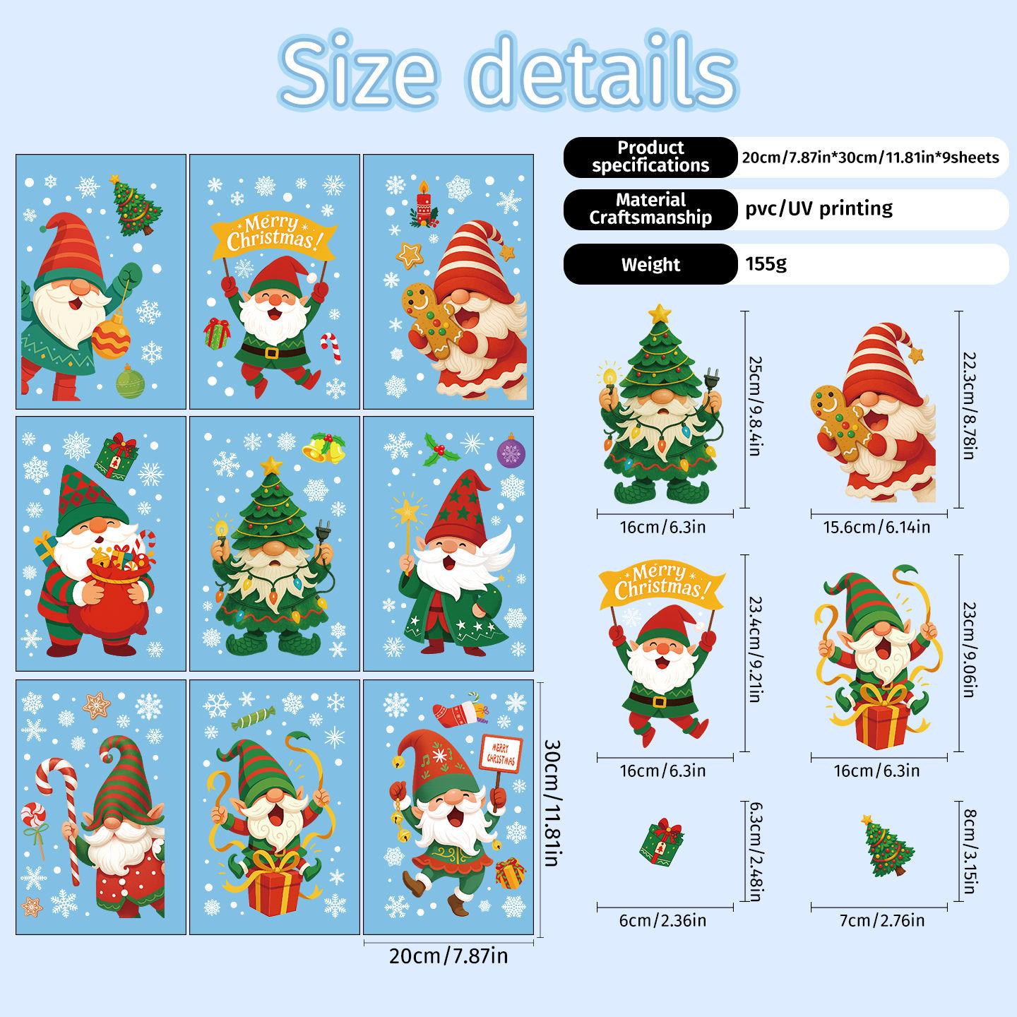 

Новое рождественское украшение статические наклейки Дед Мороз украшение для вечеринки наклейки на стекло со снежинками 30 * 20 [9 sheets]